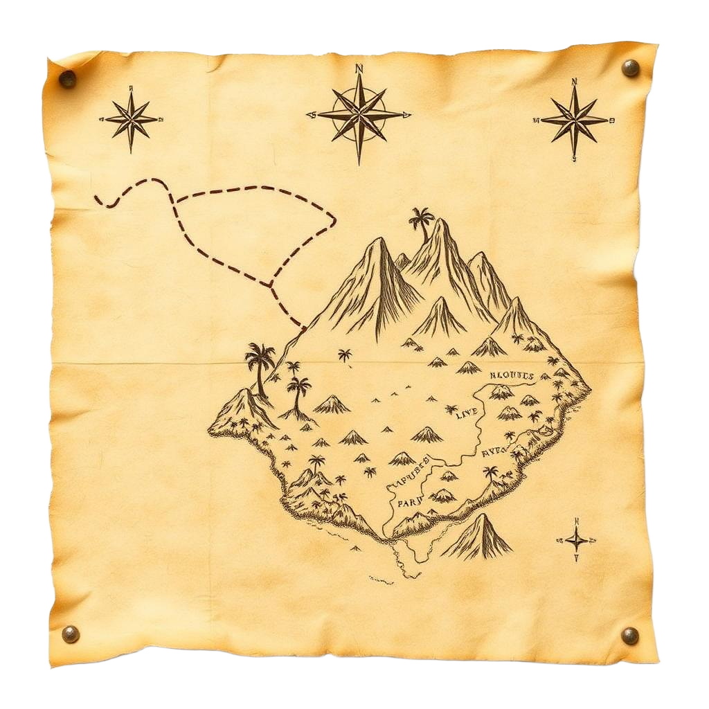 Parchment expedition map of the hackathon route